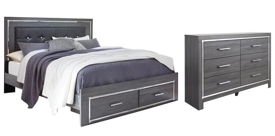 Signature Design By Ashley® Lodanna 2-Piece Gray Queen Panel Storage ...