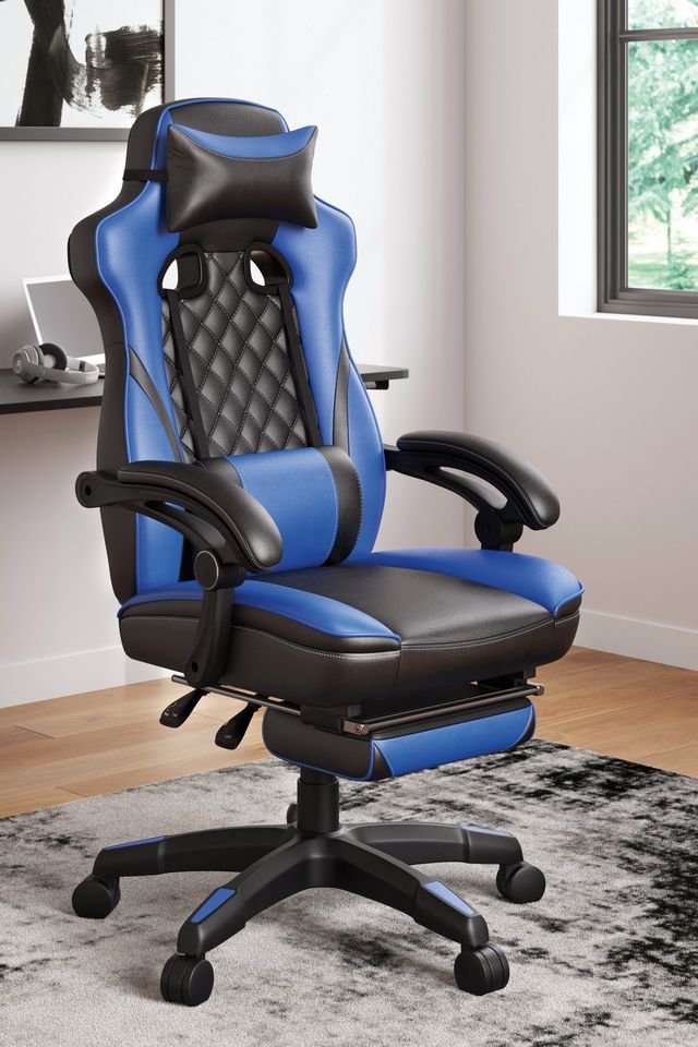 Signature Design by Ashley® Lynxtyn Black/Blue Home Office Swivel Desk Chair 7