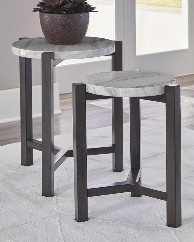 Signature Design by Ashley® Crossport Set of 2 Gray/White/Brown Accent Tables 2