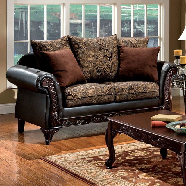 Furniture Of America Rotherham Brown Espresso Dark Cherry Loveseat Sm7630n Lv Hilliard S Home Furnishings