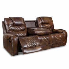 Corinthian Furniture Sahara Leather Reclining Sofa with Drop Down Table