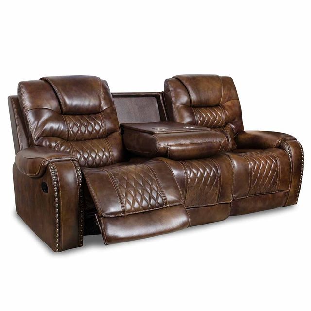 Corinthian Furniture Sahara Leather Reclining Sofa with Drop Down Table-0