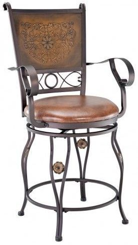 Powell® Big & Tall Copper Stamped Back 24" Counter Height Stool with Arms