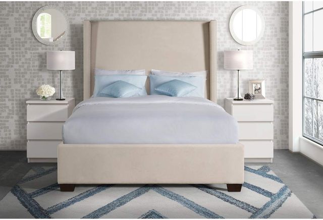 Elements International Magnolia Sand Queen Upholstered Bed-1