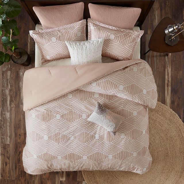 Olliix by INK+IVY Blush King/California King Ellipse Cotton Jacquard  Comforter Set