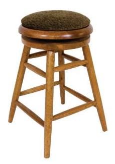 Allwood Furniture Group #42 24" Solid Oak Backless Swivel Stool with Pad
