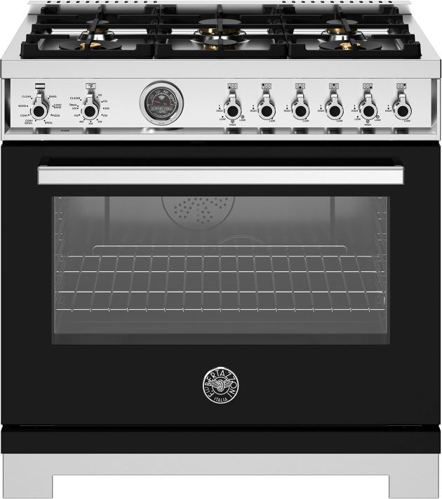 Bertazzoni Professional Series 36 Nero Pro Style Dual Fuel Range