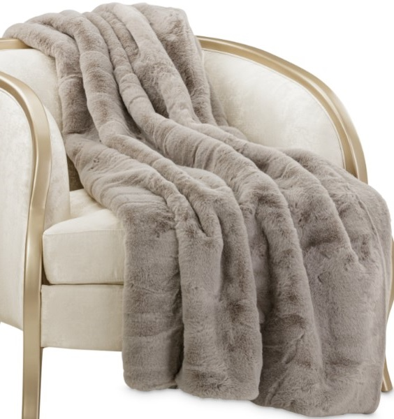 Michael Amini® Hopps Platinum Faux-Fur Throw | Lacks Furniture ...