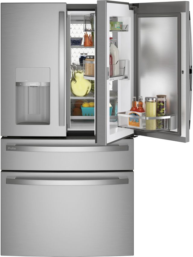 GE PROFILE 4 Piece Kitchen Package with a 27.9 Cu. Ft. Capacity 4-Door French Door Smart Refrigerator PLUS a FREE 10PC set of Luxury Cookware-3