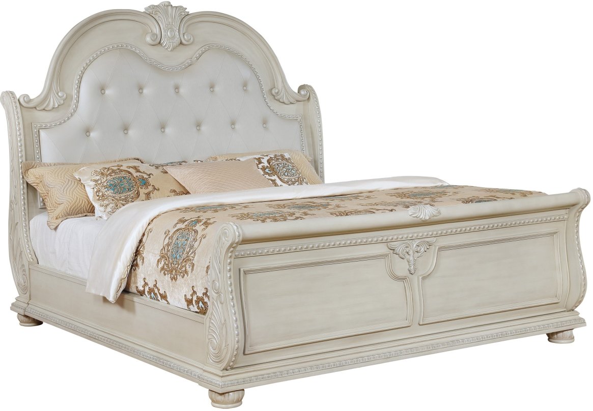 antique white king bed