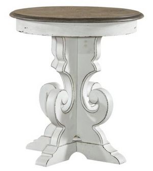 Liberty Magnolia Manor Antique White/Weathered Bark Round End Table
