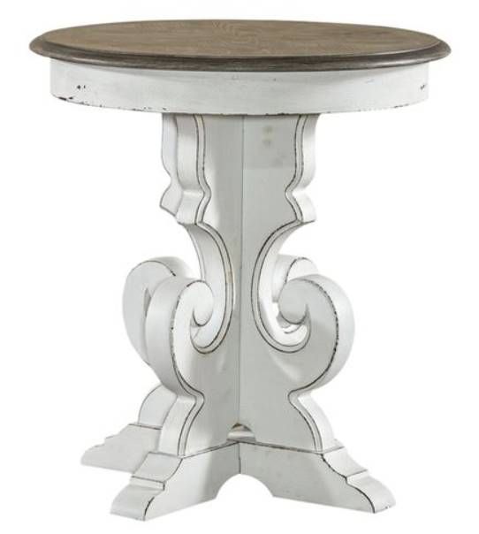 Liberty Magnolia Manor Antique White/Weathered Bark Round End Table-0