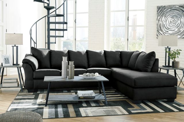 Signature Design by Ashley® Darcy 2-Piece Black Sectional with Chaise 4