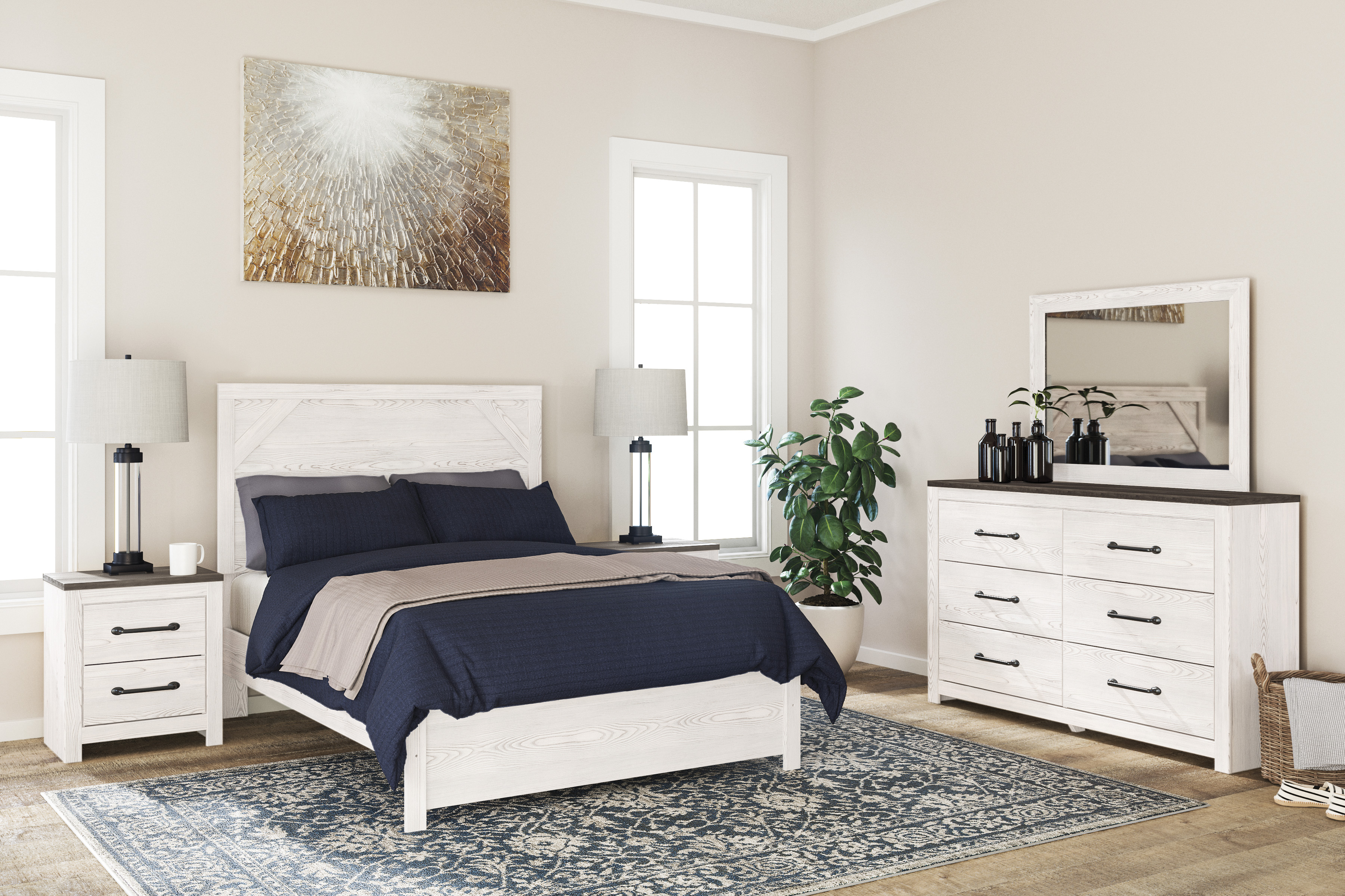 Signature Design by Ashley® Gerridan 4 Piece White/Gray Full Bedroom Set