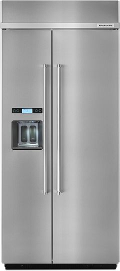 KitchenAid® 20.8 Cu. Ft. Stainless Steel with PrintShield™ Finish Built In Side-By-Side Refrigerator-KBSD606ESS