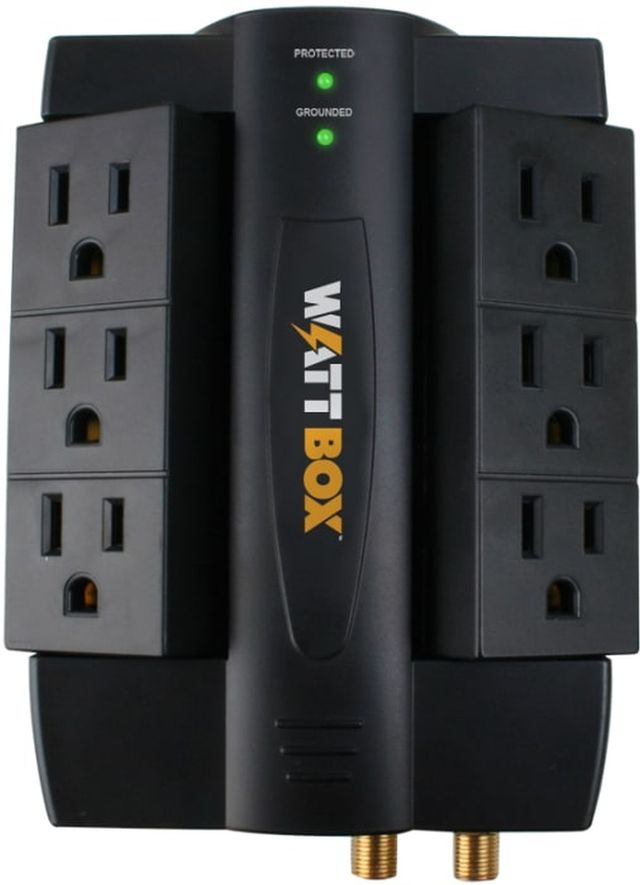 SnapAV WattBox® 6 Rotating Outlet Surge Protector Wall Tap with Coax Protection 0