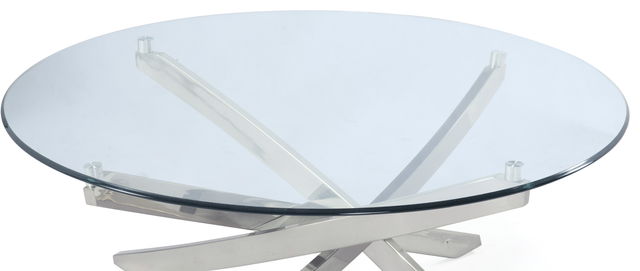 Magnussen Home® Zila Brushed Nickel and Glass Round Cocktail Table-1
