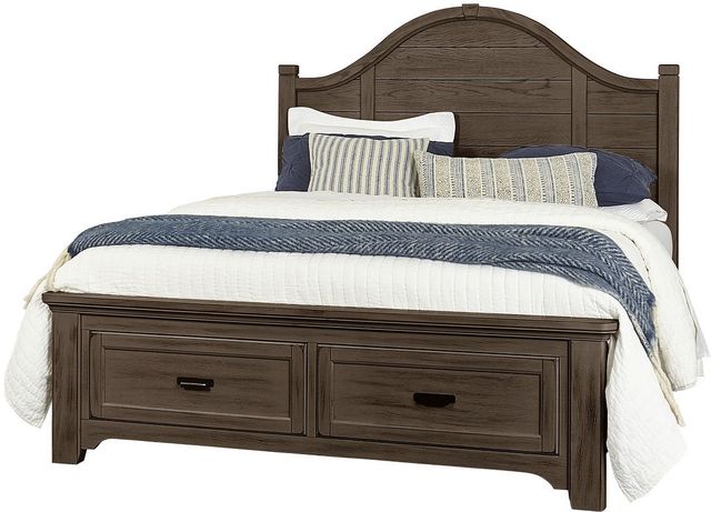 Vaughan-Bassett Bungalow Folkstone Queen Arch Bed with Footboard Storage-0