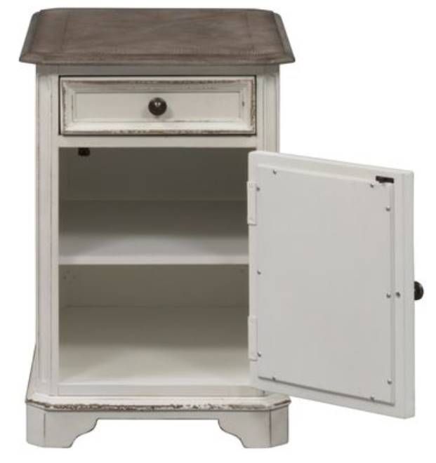 Liberty Furniture Magnolia Weathered Bark Chair Side Table with Antique White Base-3