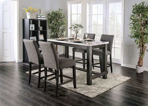 Furniture of America® Brule 5-Piece Antique Black/Gray Counter-Height Dining Set