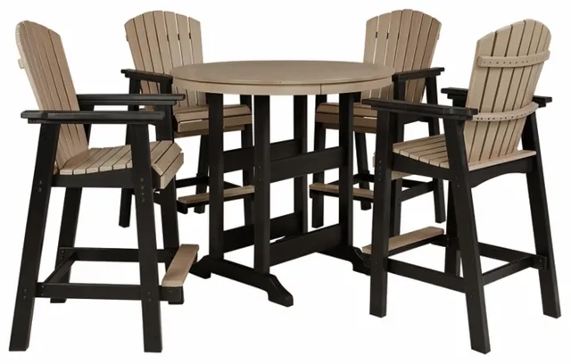 Signature Design by Ashley® Fairen Trail 5-Piece Black/Driftwood Outdoor Bar Dining Set-0