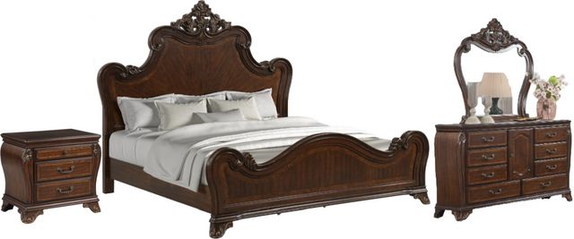 New Classic® Home Furnishings Montecito 4-Piece Cherry King Panel Bed ...