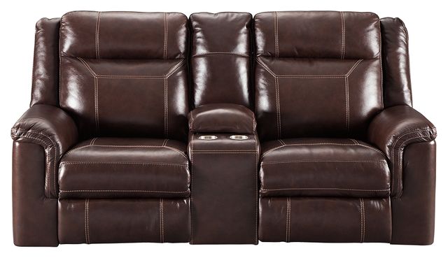 Signature Design by Ashley® Wyline Power Reclining Console Loveseat with Power Adjustable Headrest
