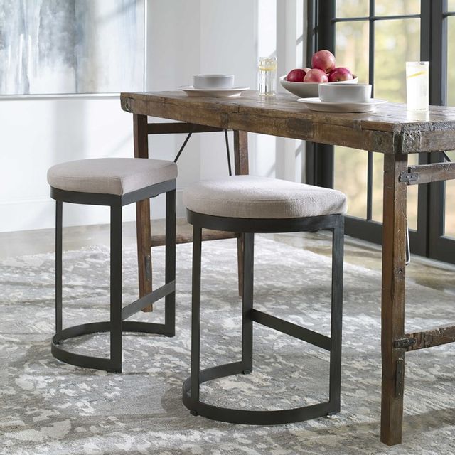 Uttermost Ivanna Matte Black Iron Counter Height Stool | Fischer ...