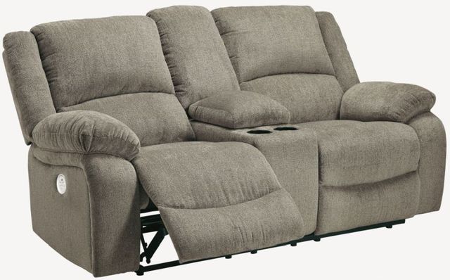 Signature Design by Ashley® Draycoll Pewter Double Power Reclining Loveseat with Console-1