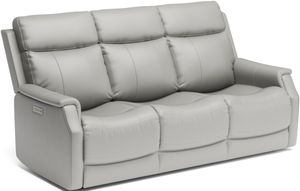 Flexsteel® Easton Light Gray Power Reclining Sofa with Power Headrests and Lumbar