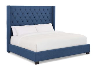 Navy Queen Upholstered Bed