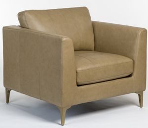 Alder & Tweed Furniture Company Milo Marbled Concrete/Light Antique Brass All Leather Occasional Chair