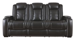 Signature Design by Ashley® Party Time Midnight Power Reclining Sofa with Adjustable Headrest