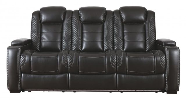 Signature Design by Ashley® Party Time Midnight Power Reclining Sofa with Adjustable Headrest 0