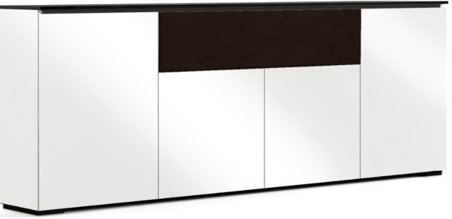 Salamander Designs® Chameleon Miami Low Profile 345 Warm Gloss White With TV Mount Speaker Integrated Cabinet 1