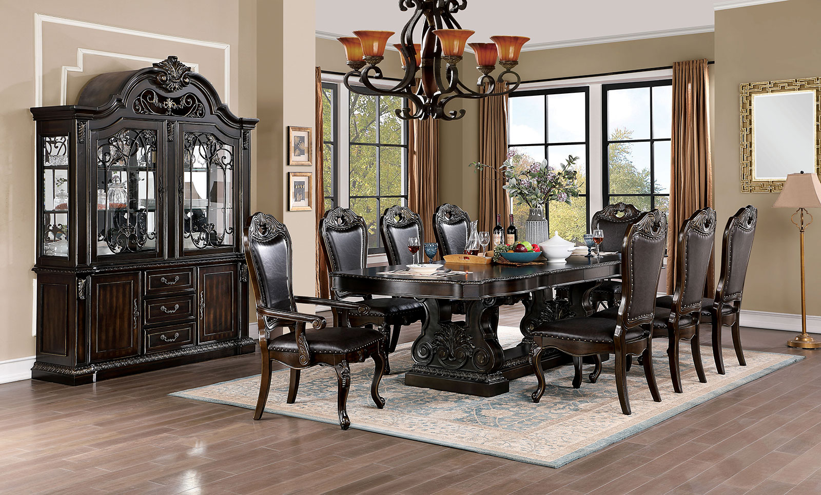 Dark walnut online dining table set