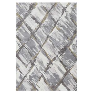 Kas Elements Ivory and Grey Panes 5'3" x 7'7" Rug