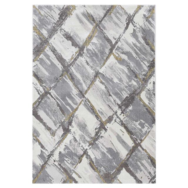 Kas Elements Ivory and Grey Panes 5'3" x 7'7" Rug-0