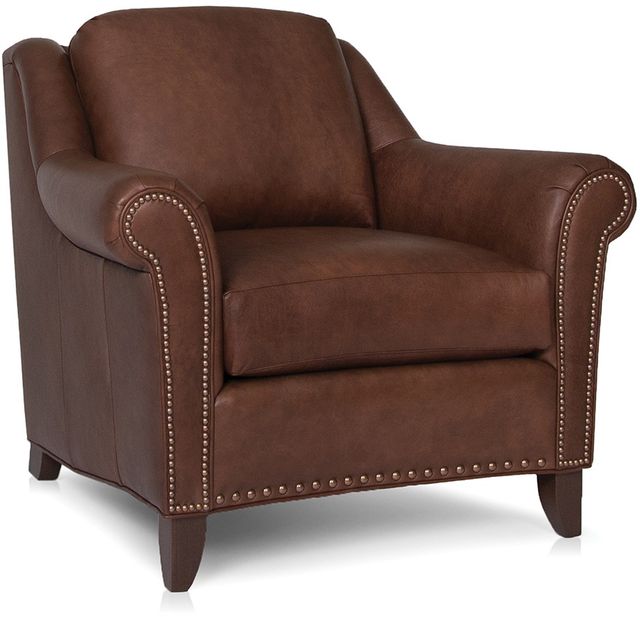 Smith Brothers 249 Collection Brown Leather Stationary Chair 1