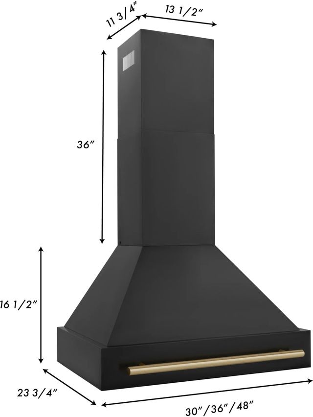 ZLINE Autograph Edition 30" Black Stainless Steel Wall Mounted Range Hood 6