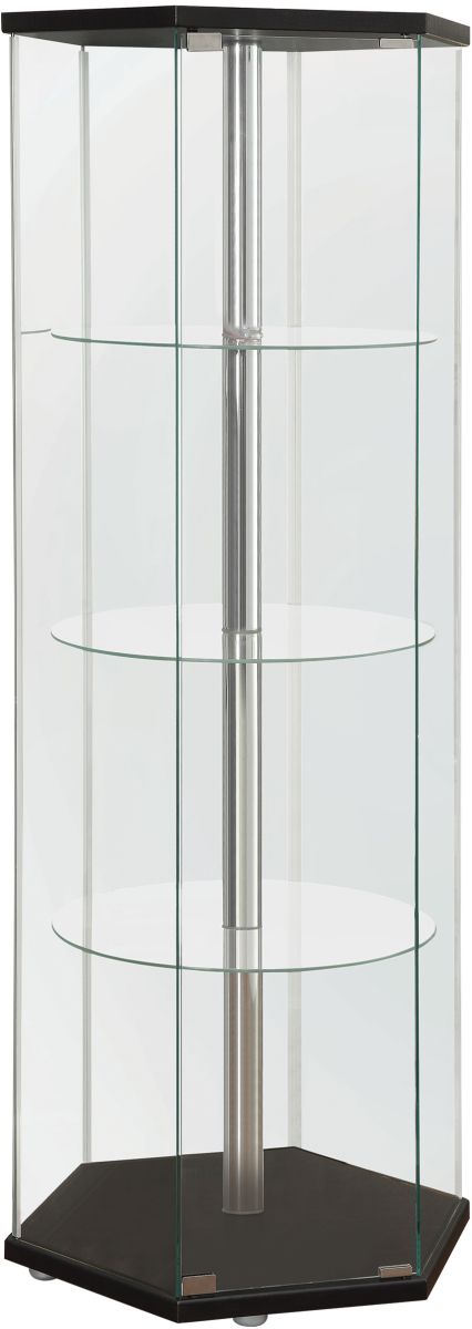 Coaster® Black And Clear 4-Shelf Hexagon Shaped Curio Cabinet