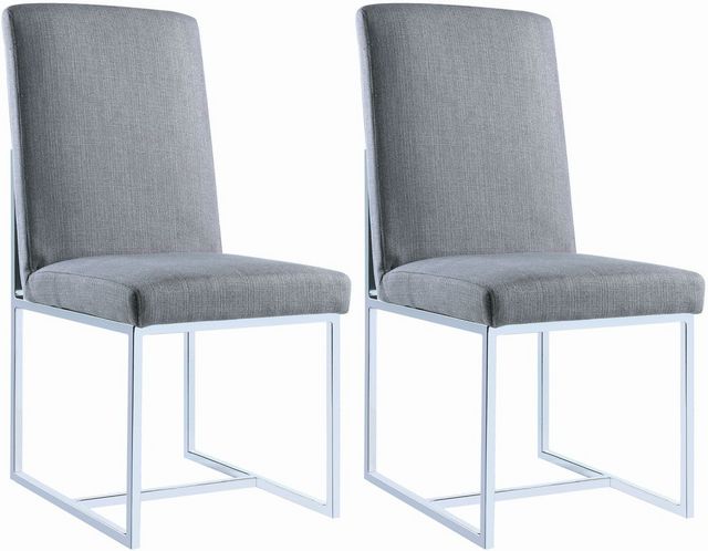 Coaster® Mackinnon 2-Piece Grey/Chrome Upholstered Side Chairs