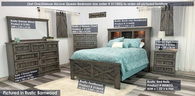 American Heartland Manufacturing Deluxe Alcove Rustic Barnwood Queen Bed 1