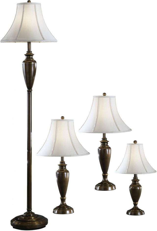 Signature Design by Ashley® Caron Set of 4 Antique Brass Metal Lamps 0