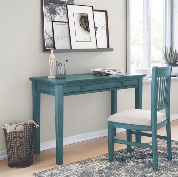 Jofran Inc. Craftsman Antique Blue Desk Chair-4