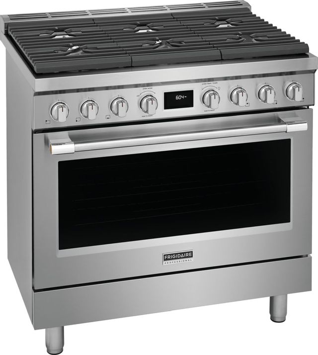 Frigidaire Professional® 36'' Smudge-Proof® Stainless Steel Freestanding Dual Fuel Range 1