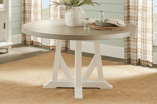 Hilton Head White Round Dining Table and 4 Graphite Chairs-2