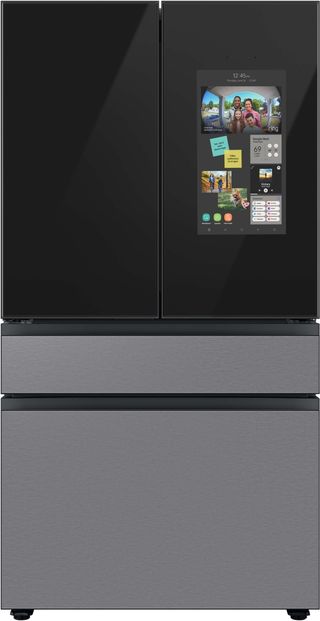Samsung Bespoke 23 Cu. Ft. Charcoal Glass/Custom Panel Ready French Door Refrigerator with Family Hub™