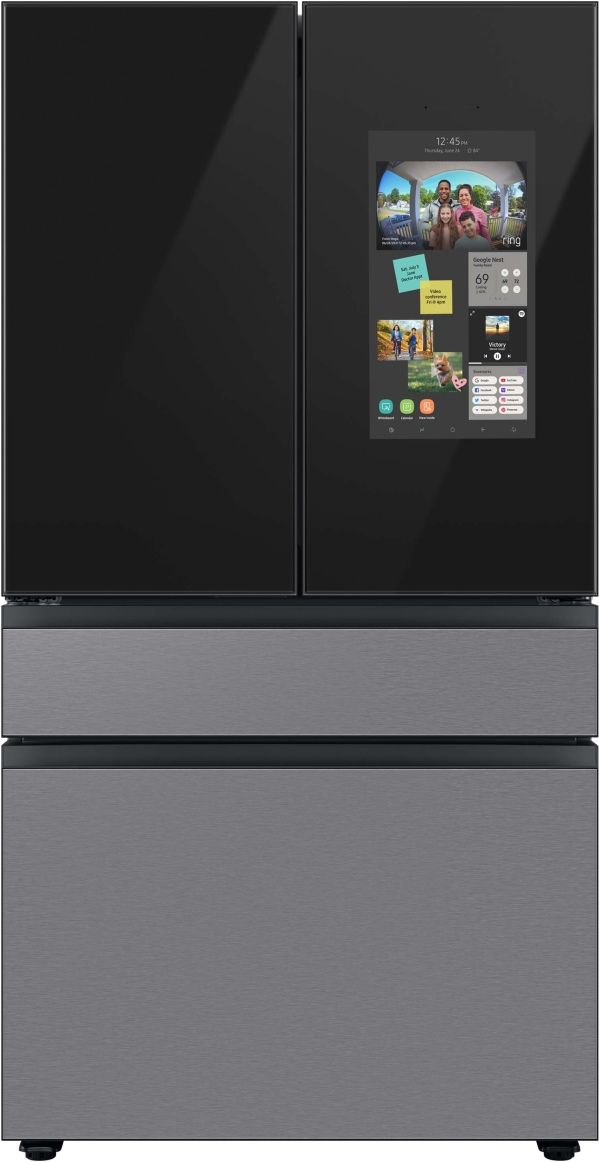 Samsung Bespoke 23 Cu. Ft. Charcoal Glass/Custom Panel Ready French Door Refrigerator with Family Hub™ 0