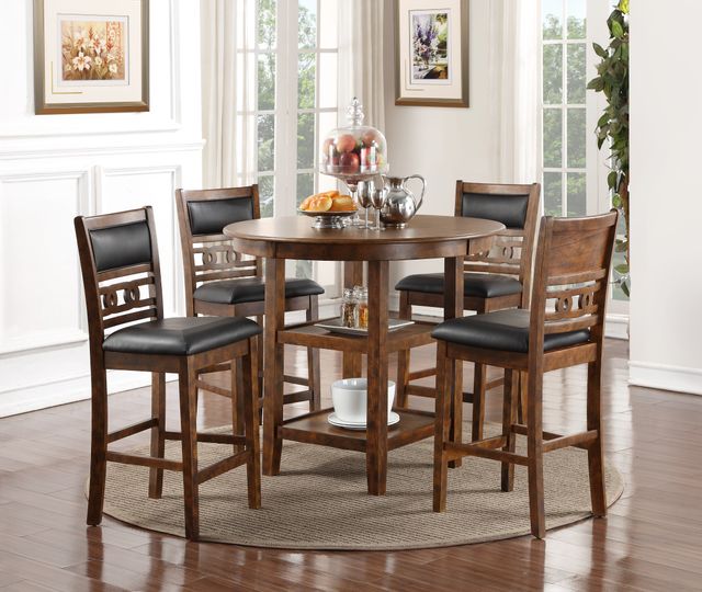 Diane 5 Piece Dining Set (Counter Height) Brown-0
